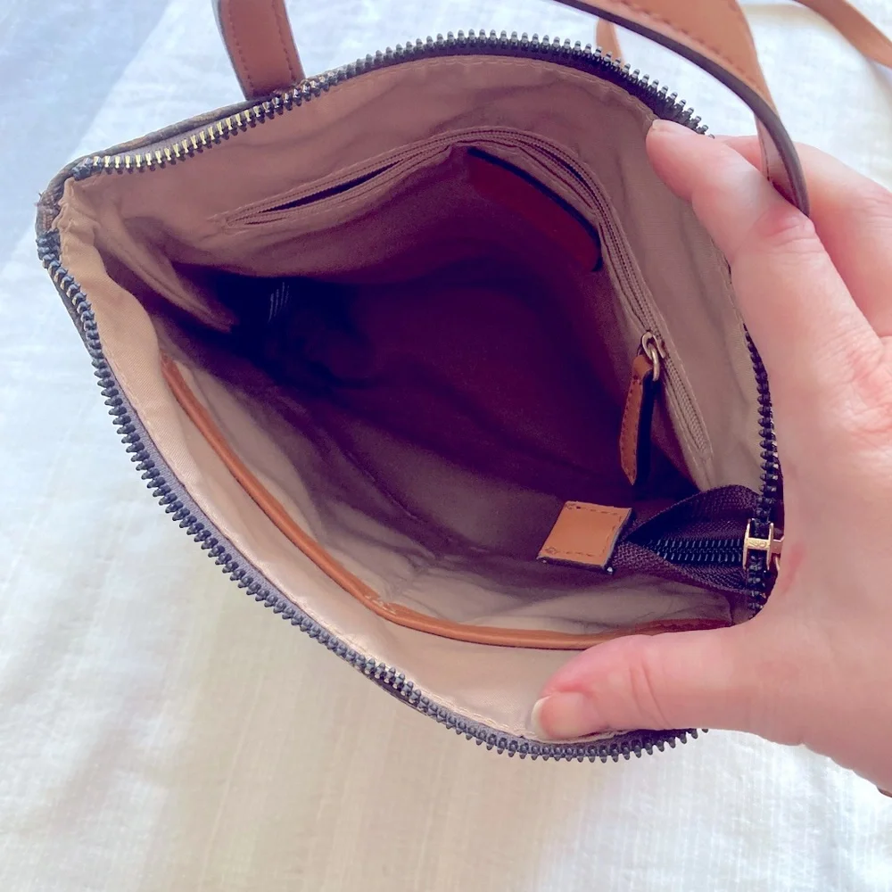 Nanette‎ Lepore Convertible Backpack Shoulder Bag Brown Logo Print Crossbody